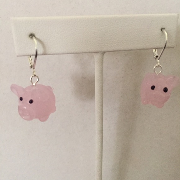 Hand Crafted Jewelry - HAND CRAFTED Earrings Little Pink Piggies Approximately 1.2”